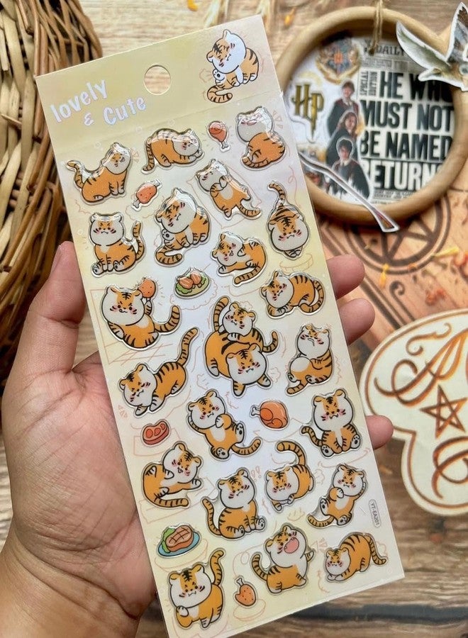 Radhya Accessories 2 Strips Stickers for Kids PVC Animal for Art & Craft DIY Decorative self Adhesive Scrap Book Decoration (Tiger) - Image 4